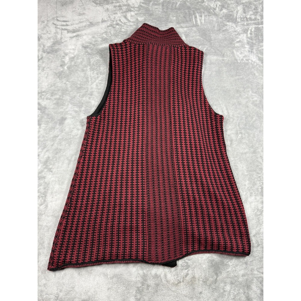 Habitat Sweater Womens Small Red Black Button Knit Vest Asymmetric Artsy Top - Picture 9 of 11